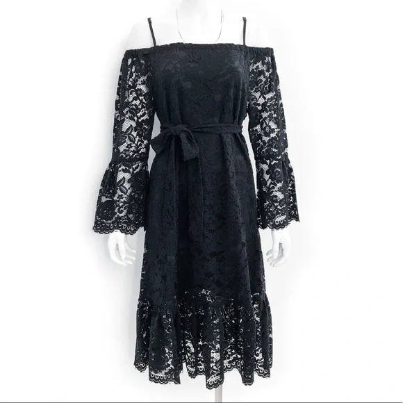 Gold Hawk Dresses | Gold Hawk Black Floral Lace Off-Shoulder Dress | Color: Black | Size: S | Pm-71623955's Closet